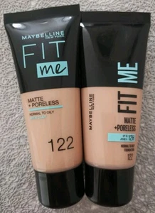 2x30ml Maybelline New York Fit Me Matte+poreless Normal To Oily Foundation 122 - Picture 1 of 4