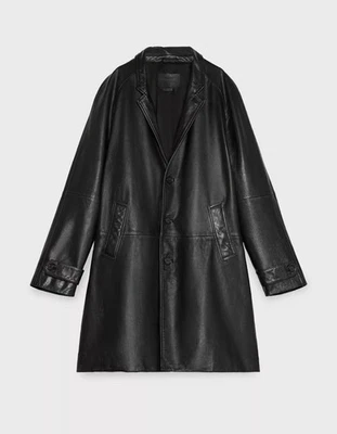 Zara Steven Meisel Real Leather Black Coat, Size M BNWT, RP £289 - Image 1 of 4