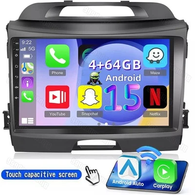 Radio estéreo para automóvil Android 15 para KIA Sportage 3 2010-2016 WIFI GPS NAVEGACIÓN Carplay Foto 1 de 4