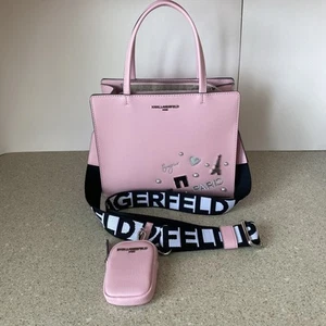 Karl Lagerfeld Paris Tasche rosa Bonjour Eiffelturm Perlen verziert Limit - Bild 1 von 8