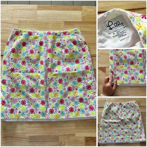 Lilly Pulitzer RARE Vintage 90s Orange Pink Floral Island Life Print Mini Skirt - Bild 1 von 6