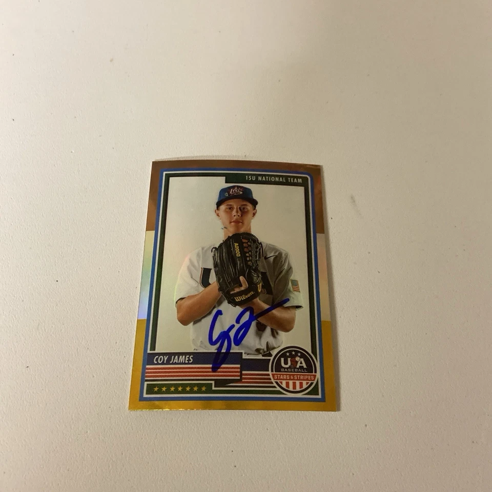 Coy James Autographed USA Stars And Stripes Baseball Card! NCAA! Insert! - Image 1 of 1