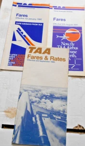 TAA AIRLINES 3 X TARIFAS Y TARIFAS 1980 81 82 TRANS AUSTRALIAN AIRLINES - Imagen 1 de 3