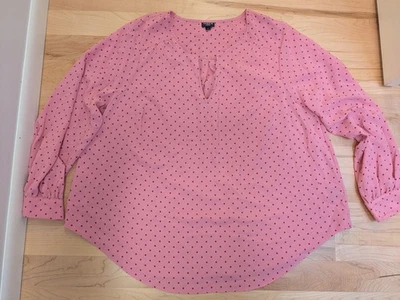 Camisa Top 2 Torrid Harper Rosa Punto Muesca Cuello en V Lavable Challis LS 2X 18 20 Foto 1 de 4