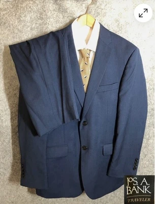 Jos A Bank Suit 40R 100% Wool Blue Traveller Career Business Pants 34 - Image 1 of 4