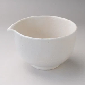 Ciotola giapponese Katakuchi Matcha ceramica Mino ware bianco Shino Tataki Giappone - Foto 1 di 5