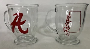 Alabama UA Crimson Tide Clear Coffee Tea Mugs (2) Hot or Cold Vintage - Picture 1 of 4