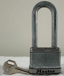 Master Lock Laminated Stainless Steel Long-Shackle Padlock w/ 2 Keys– No. 5DLF - Picture 1 of 8