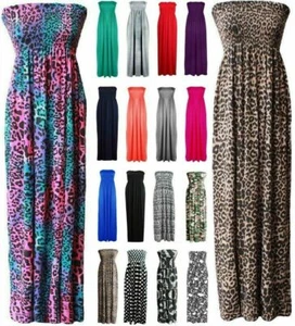 Maxi vestido de verano sin tirantes para mujer Sheering Bandeau tubo - Imagen 1 de 23