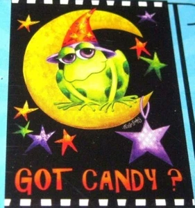 Garden ART FLAG Got Candy ? Halloween Frog Moon Stars Fall Small 12x18 NIP - Picture 1 of 1