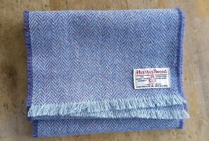 Harris Tweed Blue Herringbone Pattern Scarf Approx. 152cm Long