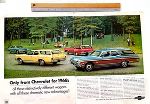 Chevrolet Station Wagons 1967 Print Ad, Caprice, Malibu, Bel-Air, 2-page 20x13 - Picture 1 of 1