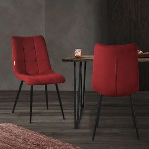 Set de 2 sillas de comedor color rojo asiento acolchado con patas de acero - Imagen 1 de 7