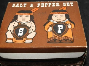 Vintage Native American Salt & Pepper Set, In Original Box, Marked Pennsylvania - Picture 1 of 5