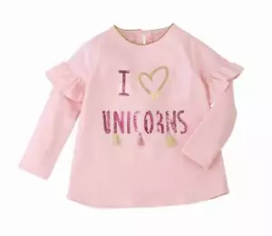 Mud Pie Dream in Glitter Pink I Love Unicorns Ruffle Tee 4T-5T - Picture 1 of 2