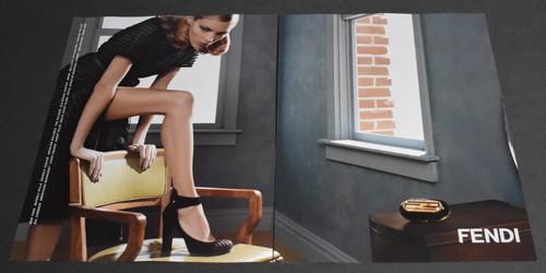 2013 Stampa Annuncio Sexy Moda Gambe Lunghe Donna Bionda Fendi Abito Femminile Tacchi Arte