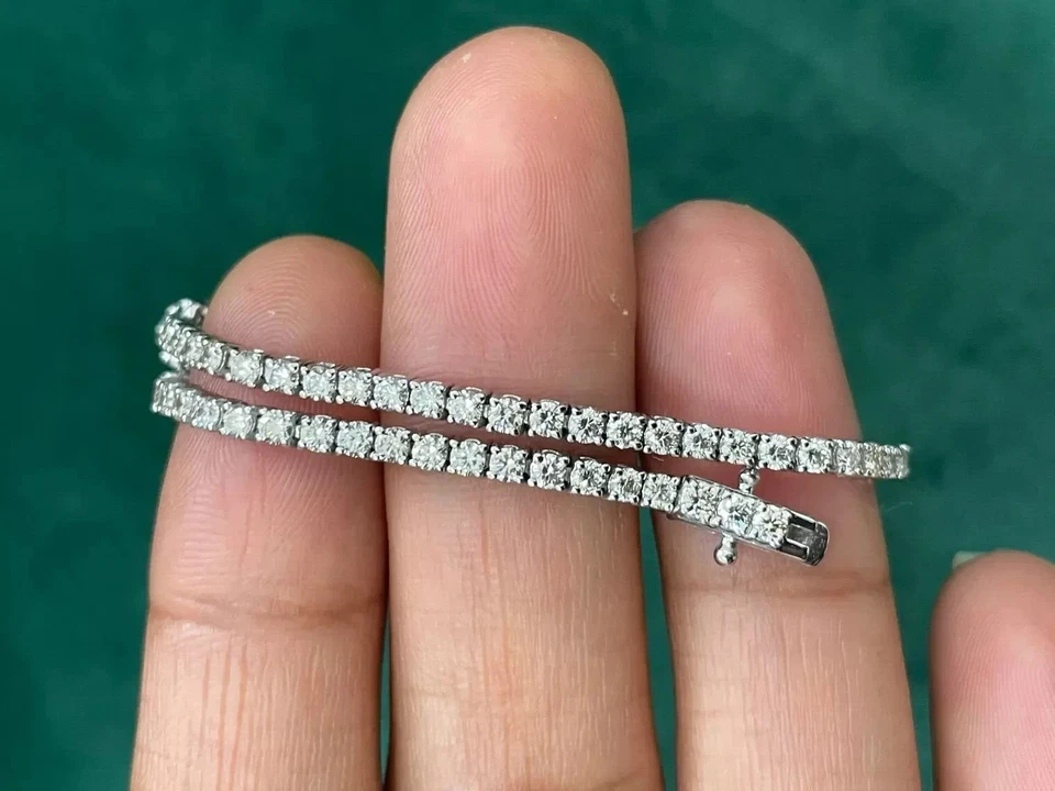 925 Sterling Silver Round Cut Lab Created Diamond Ladies Tennis Bracelet 5.00 Ct - Image 1 of 1