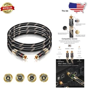 Braided Digital Coaxial RCA Cable with Self-Locking Connectors - 3m Length - Picture 1 of 8