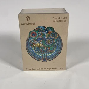 Wooden Jigsaw Puzzle for Adults by ZenChalet 500 Pieces - Floral Retro SEALED - Picture 1 of 5