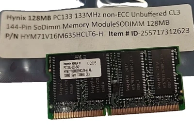 Hynix 128MB PC133 133MHz non-ECC emory module for sale, P/N:HYM71V16M635HCLT6-H - Image 1 of 2