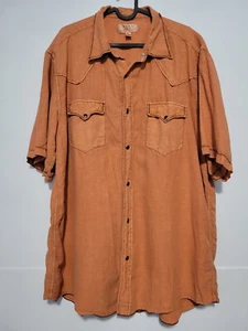 Ryan Michael Silk Linen Blend Men's Western Shirt Size XL in Clay - Picture 1 of 11