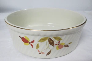 Vintage Jewel Tea Co. Hall Pottery Autumn Leaf Souffle Dish French Baker - Picture 1 of 5