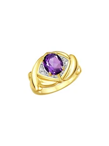 RYLOS XOXO Hugs & Kisses Ring 9x7mm Gemstone & Diamonds, Gold-Plated Silver 5-13 - Picture 1 of 19