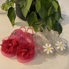Toddler Girls Sandals Small 5 Pink Summer Jelly flip flop Shoes Flowers Jellies