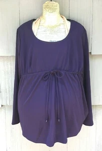 Top Take Nine Maternidad Ciruela Berenjena Cuello Redondo Talla Grande Púrpura Manga Larga - Imagen 1 de 9