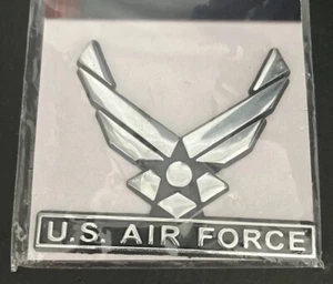 US Air Force Logo Chrome Metal Auto Emblem Mitchell Profitt USA 3.5x3” NEW - Picture 1 of 3