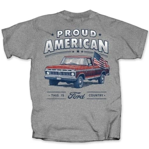 Ford Truck "Proud American This Is Ford Country" Gray T-Shirt - Picture 1 of 3