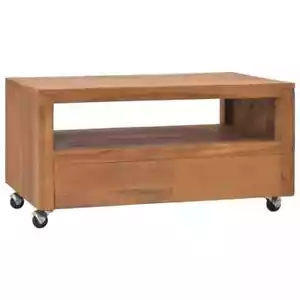 TV Stand with Wheels 31.5"x19.7"x16.5" Solid Wood Teak vidaXL - Picture 1 of 9