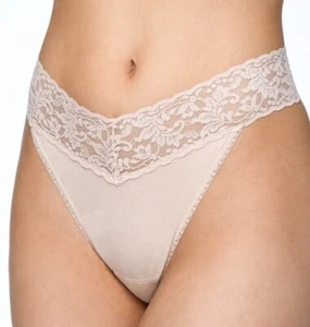 Hanky Panky schwarz Original Leibhöhe Baumwolle Spitze Tanga Einheitsgröße - Bild 1 von 5