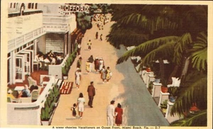 Miami Beach, FL Ocean Front Scene Linen Postcard Posted 1948 - Picture 1 of 2