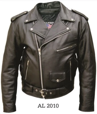 Chaqueta de motocicleta clásica premium para hombre: hecha a mano con cuero de búfalo genuino Foto 1 de 3