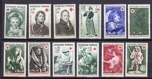 France années 60-70 La Croix-Rouge un lot de 12 timbres MNH /TE4211 - Imagen 1 de 1