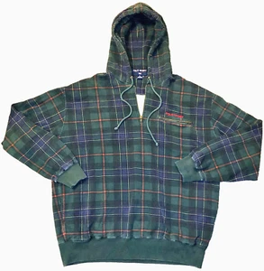 VTG Ralph Lauren Polo Sport Plaid 1/4 Zip Hoodie LMTD.ED. Style Sz XL Sweatshirt - Picture 1 of 15
