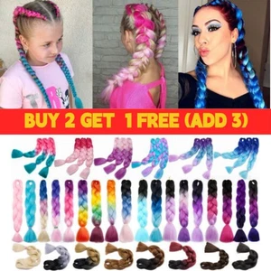 High Quality Jumbo Braiding Hair Extensions Afro Box Braids Ombre Rainbow 24" - Picture 1 of 40