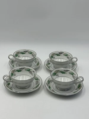 Vintage Noritake China Lynwood 5307 Cup Saucer Set Of 4 Japan Leaf Pattern - Image 1 of 4