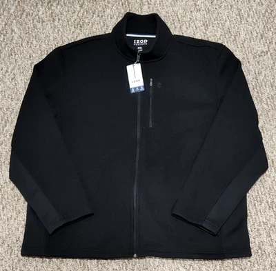 Izod Shaker Fleece Jacket Men's XXL Black Advantage Performance Full Zip Waffle - Image 1 of 4
