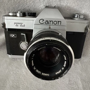 Canon TL QL 35mm SLR Film Camera with 50mm F/1.8 Fast Prime Lens - Picture 1 of 10