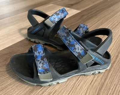 Sandália Merrell Hydro Drift caminhada esporte água preta azul menino tamanho 13 - Imagem 1 de 4