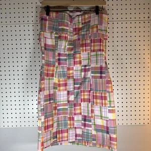 Just Madras Patchwork Plaid Strapless Dress Women’s Size 12 Preppy Summer - Picture 1 of 10