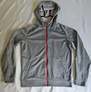 Nike Elite Thermafit Hooded Sweatshirt Full Zip Gray/Red Men's Size Medium - Picture 1 of 8