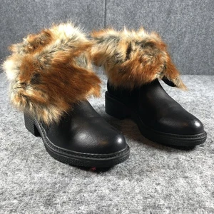 Patrizia by Spring Step Boots Womens Size 6 Black Saige-B Faux Fur Ankle Zip - Picture 1 of 15