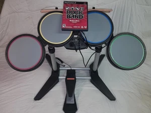 Playstation 2 3 PS2 PS3 Rock Band Drumset kabelgebunden, Spiel funktioniert - Bild 1 von 8