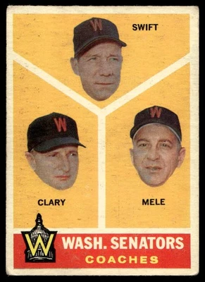 1960 Topps #470 Senators Coaches (Bob Swift / Ellis Clary / Sam Mele) EX-EXMINT - Image 1 of 2
