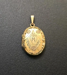Vintage Mid Century Gelbgold Fill Bild Medaillon Anhänger - Bild 1 von 5