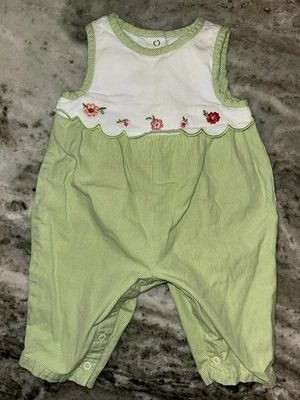 Vintage Y2K Gymboree Baby Girls Romper Jumpsuit Green White Floral 3-6M - Image 1 of 4
