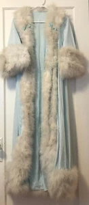 LUCIE ANN CLAIRE SANDRA MARABU BLAU PEIGNOIR MORGENMANTEL BEVERLY HILLS - Bild 1 von 12